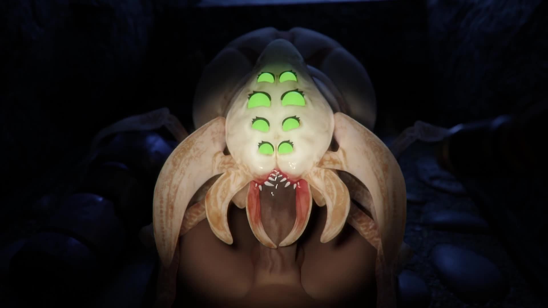 Spider monster sucks cock